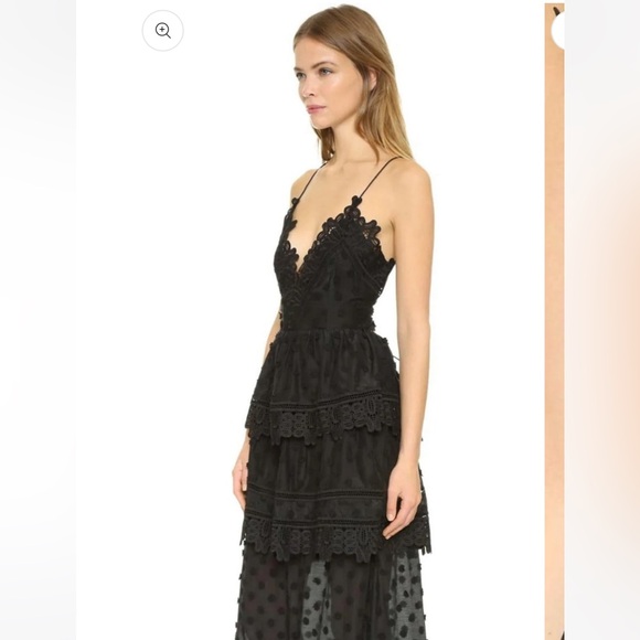 Self-Portrait “Ivy” Cotton Swiss Dot Dress with Lace - Picture 6 of 7